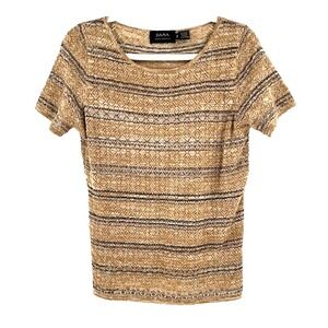 DANA BUCHMAN‎ Wool Blend Knit Sweater Top Blouse Women's Medium Brown Striped